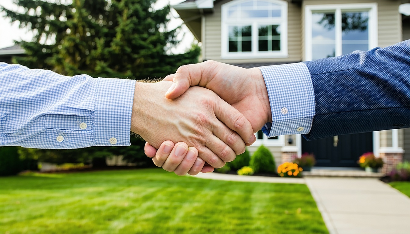 Homeowner shaking hands after a successful property sale